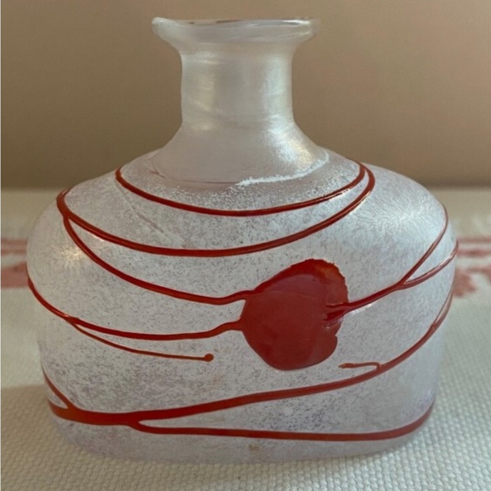 Kosta Boda Vintage Bertiel Vallian Galaxy Miniature Glass Vase//Red Accents